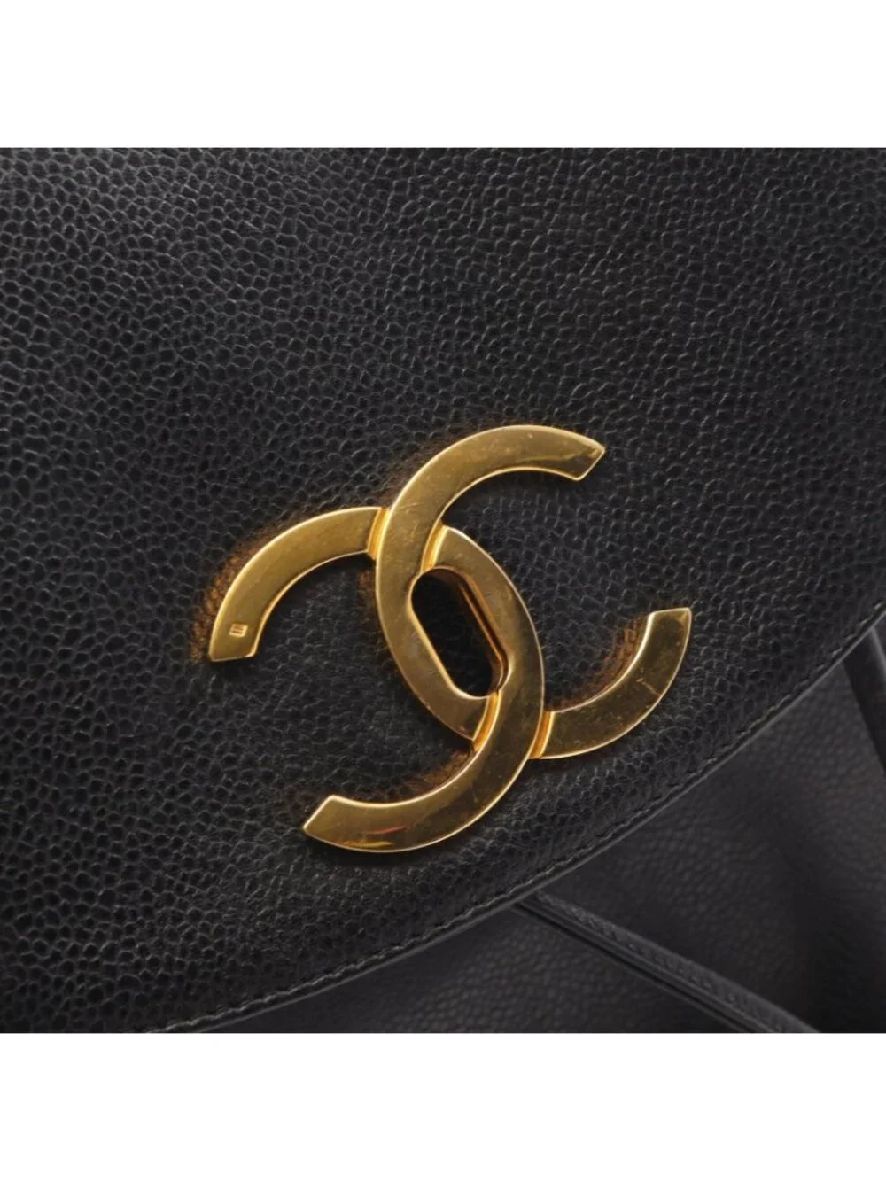 Chanel Backpack CC Logo Black Caviar Leather